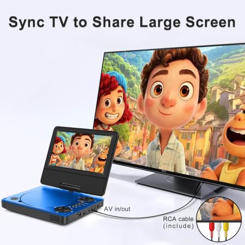 Image of HOPYOP 9 inch Portable DVD Player for Car & Kids with 7 inch Swivel Screen, Blue