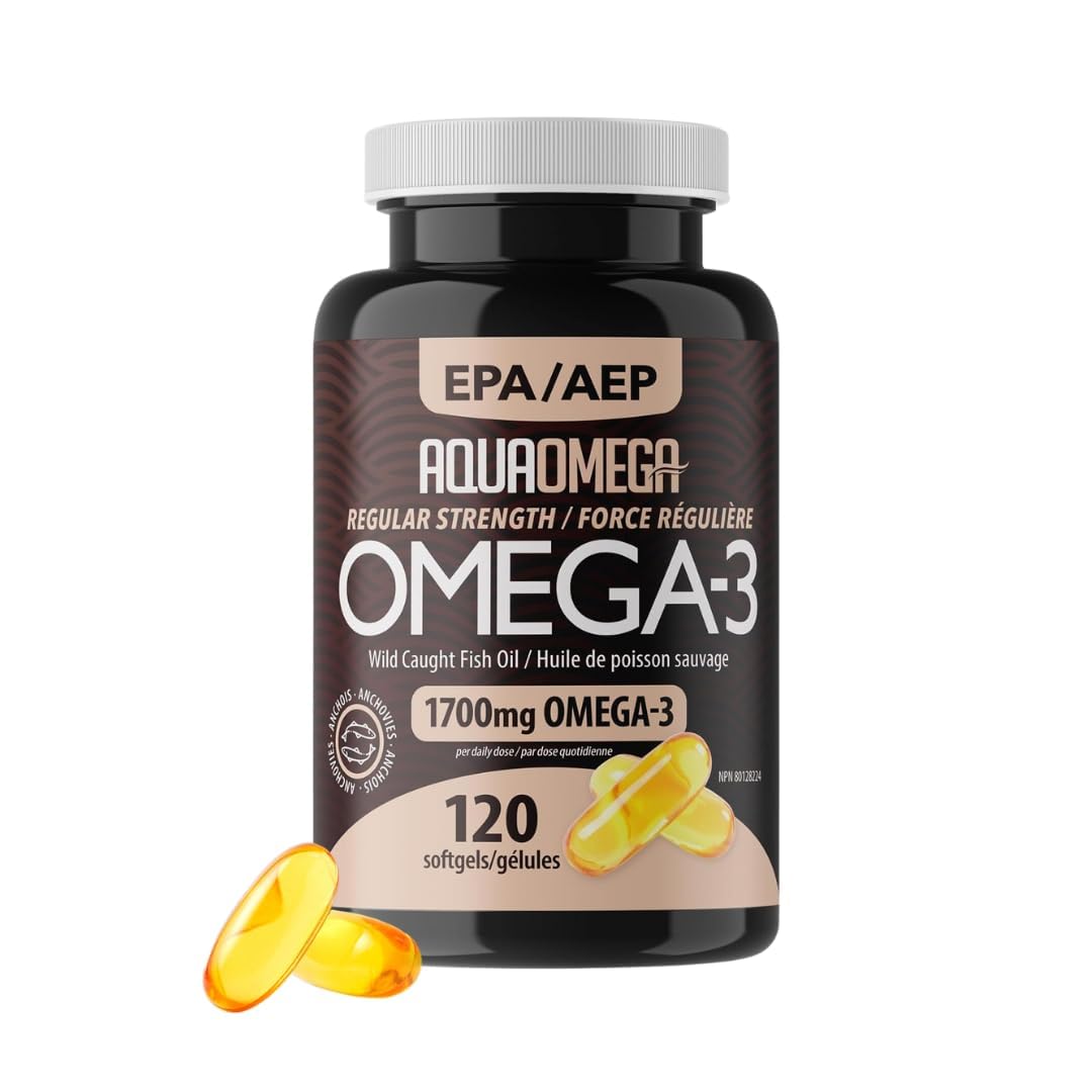 Regular Strength Omega 3 Supplements, Fish Oil Omega 3 with EPA & DHA Supplement, Wild Caught Fish Oil Capsules, Omega3 Supplements Without Fishy Aftertaste, 120 Softgels
