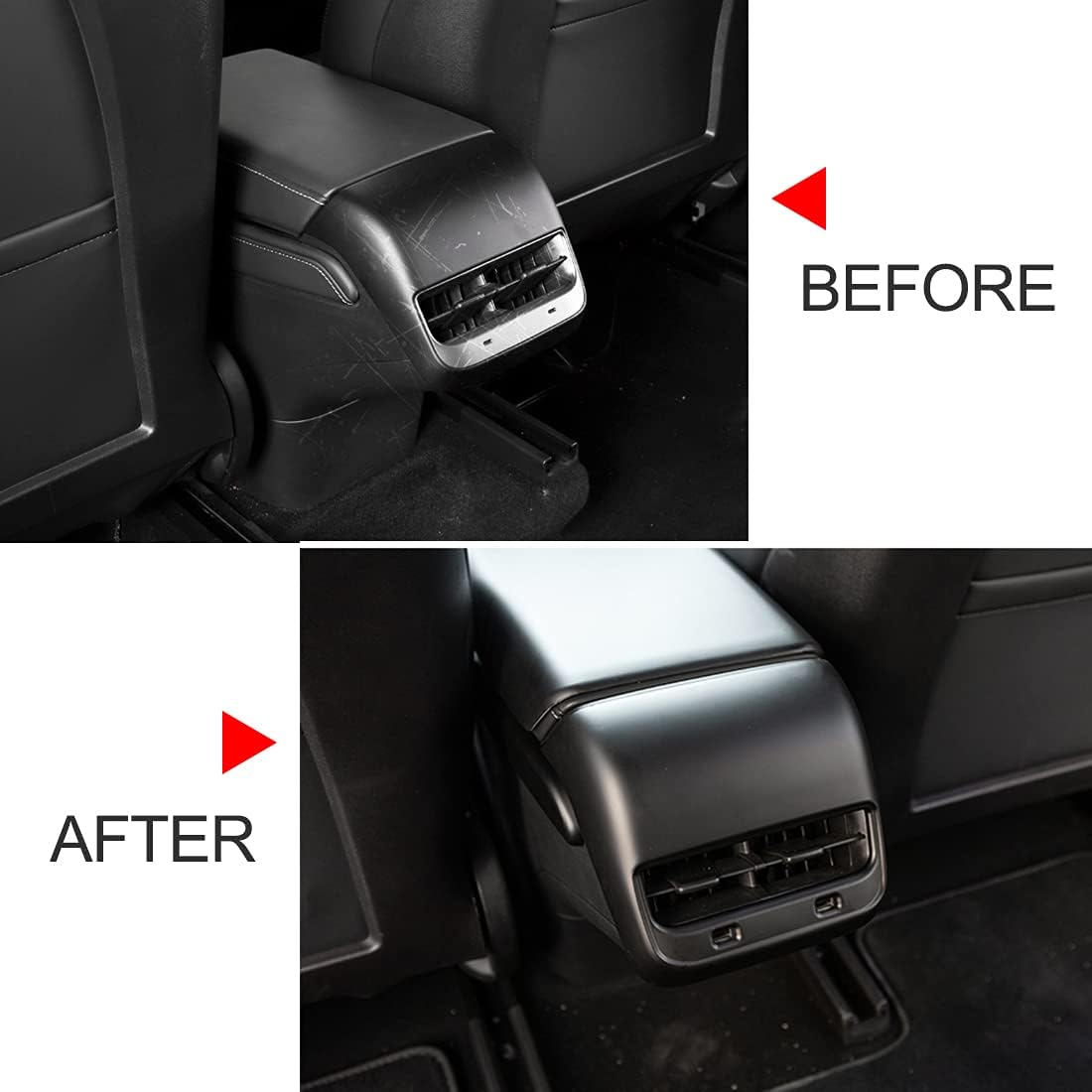 FASTCHE Rear Air Outlet Vent Trim Cover for Tesla Model 3 & Model Y Center Console Armrest Air AC Vent Trim for Tesla Accessories (Black)