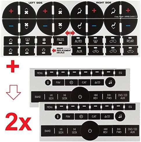 SRRB Direct AC and Radio Dash Button Repair Kit (Non Navigation) for GM, General Motors, Tahoe, Suburban, Avalanche, Silverado, Yukon, Denali, Acadia, Sierra, Saturn Outlook, Buick Enclave SUV Trucks