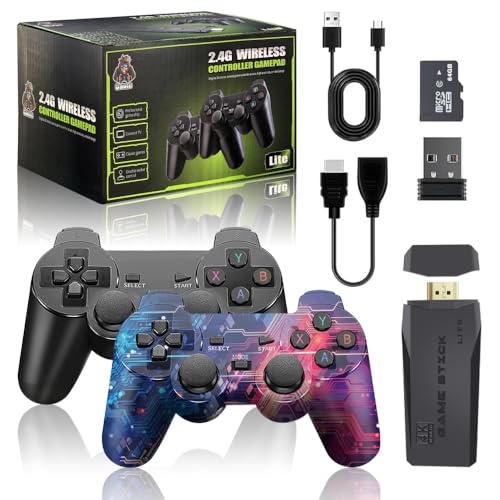 Consola de Juegos Retro 64G con 20000 Juegos, Consola de Videojuegos, Mando Inalámbrico, Salida HDMI TV, Game Stick 4K x2, Regalo para Niños y Adultos