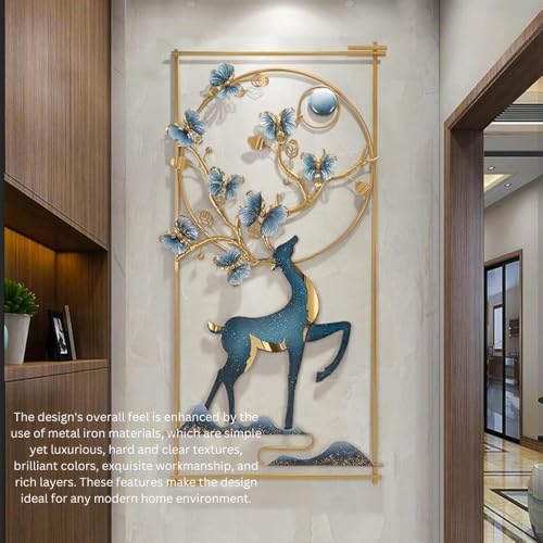Image of Framing Hub Metal Multicolor Wall Decor Deer Frame Wall Hanging Decoration, Wall Art Frame Home Decor for Living Room Office Bedroom Hotel (Each Size 24x42 inch)