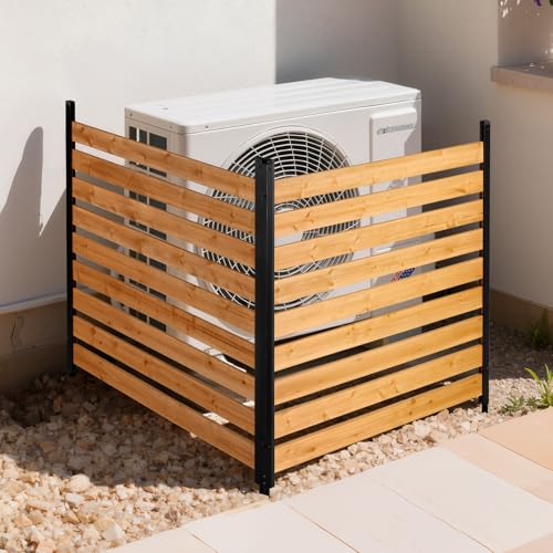 VEVOR Panneau de Clôture Bois 2 PCS Cache Climatiseur Extérieur 121,9x124,4 cm Clôture...