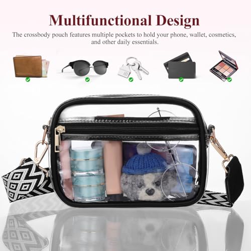 SAFIGLE Clear Bag for Stadium Events：PVC Crossbody Purse with Adjustable Shoulder Strap -Stadium Approved Messenger Bag for Women Men Concerts Sports2