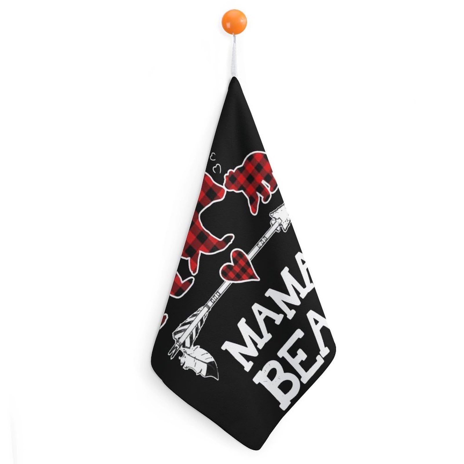 CGSBNGHA Red Plaid Buffalo Mama-Bears Hand Towel Hanging Face Towels Cleaning Cloths Handkerchief for Bathroom Kitchen