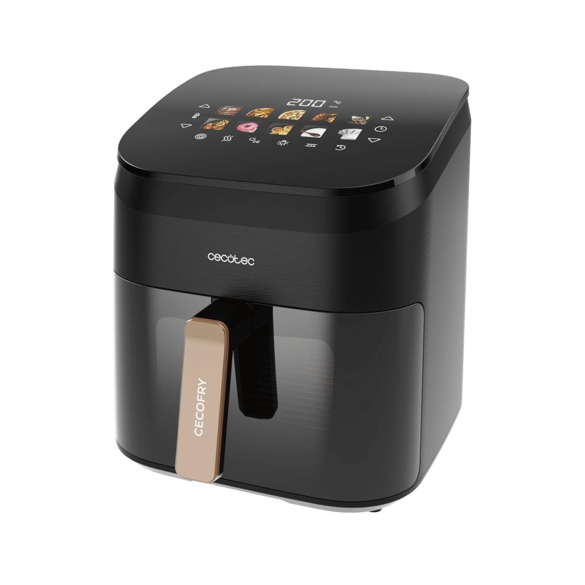 Cecotec Air Fryer 6.5 L Cecofry&Grill Smokin' 6500 Grill | 2200 W Power, Double Integrated Grill, Smoker Function, Perfect Golden Meat, Grill Flavor, Healthy Dishes