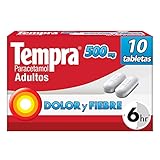 Tempra 500mg paracetamol, para dolor y fiebre, caja con 10 tabletas
