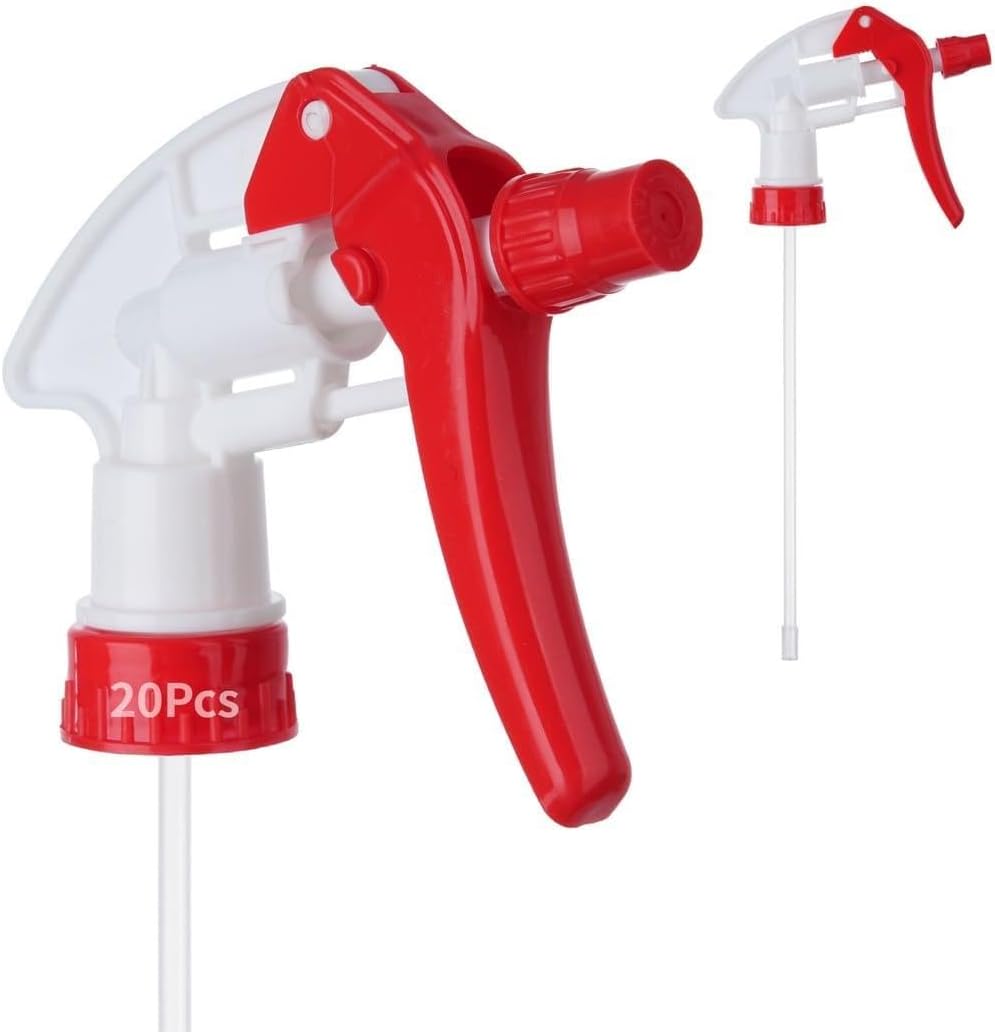20 Plastic Trigger Nozzles, Replacement Heads for Sprayers, Chemical Resistant for Garden and Home Cleaning