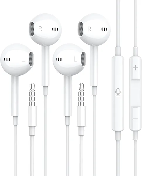 for Apple Earbuds Wired [Clear Call], [MFi Certified] 3.5mm Headphones with Microphone Volume Control HiFi Stereo Ear Buds for iPhone/iPad/Kindle/Weather Radio [2 Pack]