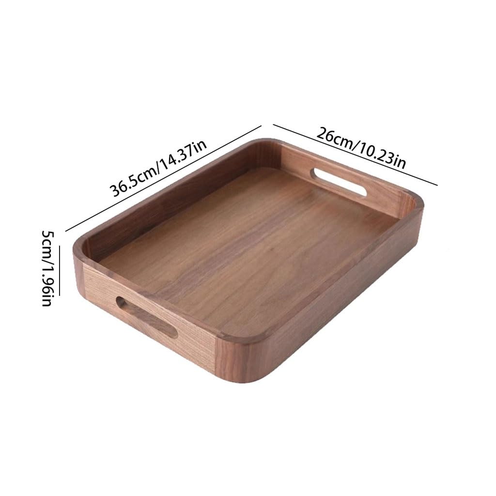Bandejas Servir Comida Bandeja Rectangular De Nogal Negro For El Hogar, Almacenamiento Escritorio, Té, For Tazas Agua Mesa Cama
