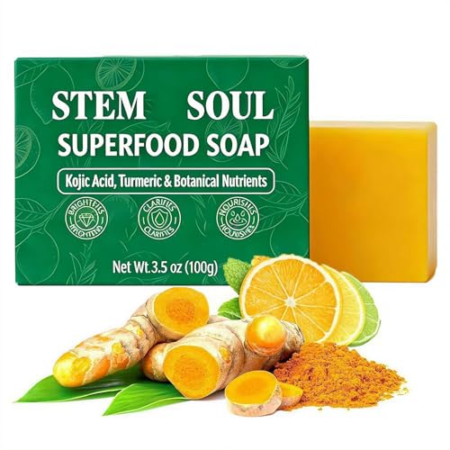 Prndkhn Stem and Soul Soap Stem & Soul Turmeric Lemon Soap Bar for Dark Spots Support Nourishes And Clarifies Help Cleaning Facial And Body Skin And Suitable Dry And Oily Skin
