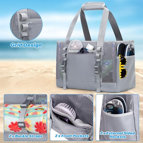 Yarwo Swim Bag for Swimmers, XL Beach Tote Bag with Wet Dry Pockets and Water-Resistant Bottom for Beach Vacation Essentials3