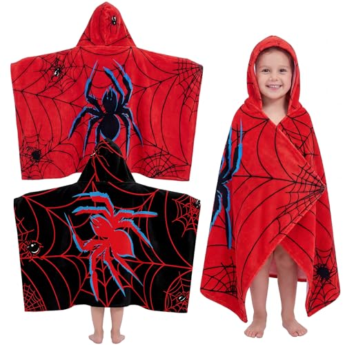 Peryiter 2 Pcs Spider Hooded Towel Bath Beach Quick Dry Towels Swimming Bath Shower Pool Travel Trips Vacations Absorbent Soft Beach Blanket 58 x 28 Inches