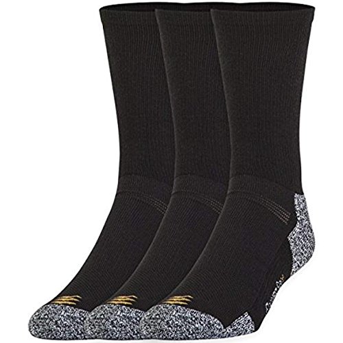 PowerSox Men's Power-Lites 3-Pack BLACK Crew Socks with Moisture Control Shoe Size: 9-12.5 (4PK 12PAIRS)