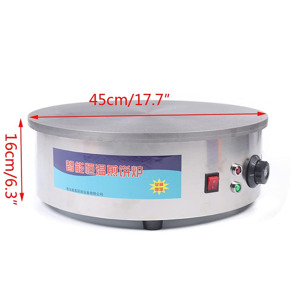 Crepera Eléctrica - Antiadherente Máquina profesional para crepes 2800 W, termostato ajustable, diámetro de 45 cm (FD4)