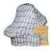 Baby Car Seat & Nursing Cover & Drawstring Carry Bag in Gray Feather Design Shower Gift Breathable Stretchy Universal 4 in 1 Multi-Use Infant Carseat Canopy Covers Shopping Cart High Chair Stroller
