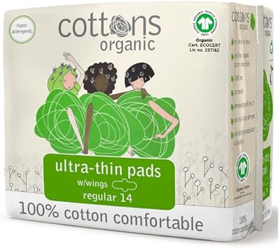 Cottons Ultra Thin Regular Sanitary Pads for Women, 100% Organic Cotton, Hypo-Allergenic, Breathable, Organic Sanitary Towels (1)