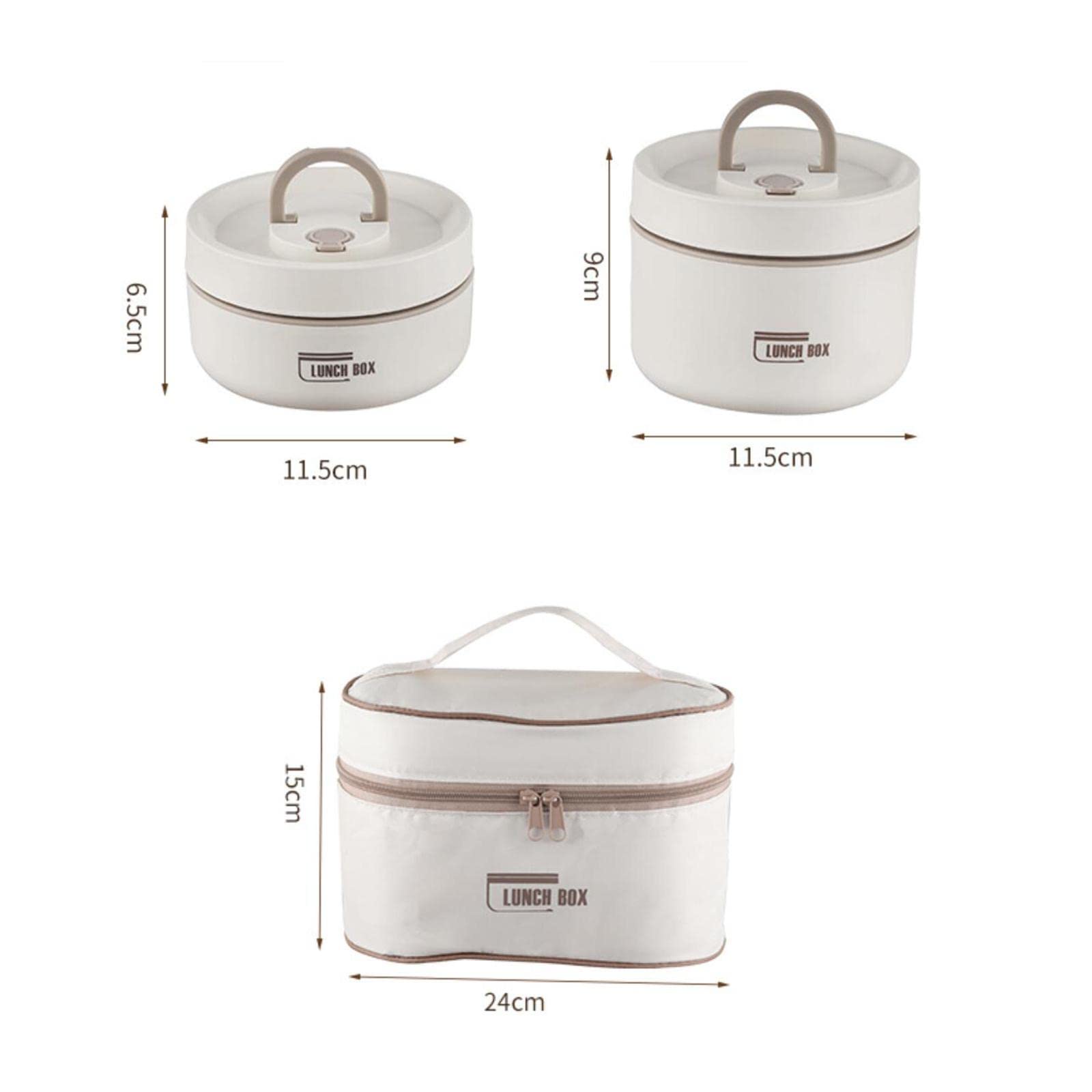 Juego de fiambreras de acero inoxidable con funda, beige