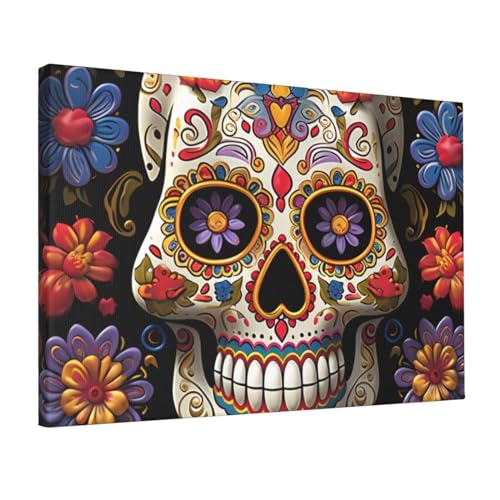Toile crâne en sucre affiche murale HD 30x45cm décoration chambre et salon