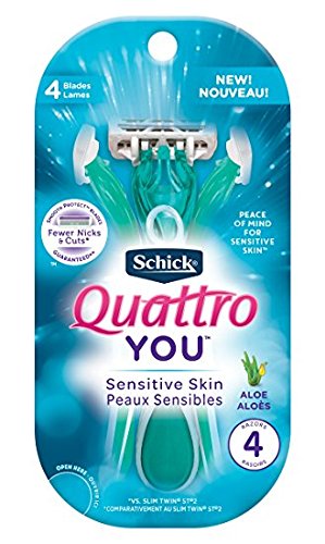 Schick Quattro YOU Sensitive Piece Of Mind Disposable Razor for Women, 4 Count (Pack of 2)