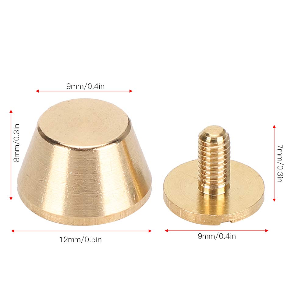 Leather Rivets,10Pcs Feet Nailhead Purse Handbag Luggage Flat Stud Rivet 12mm Leather Craft Round Studs Metal Cone Screw Back Rivets Head for Spike Buckle Button Cap Belts Bag Dog Collar - Image 4