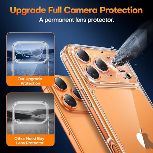 Image of ClearShield Transparent Back Cover for iPhone 17 Pro with Camera Protection, Hybrid PC & TPU Shockproof Design, 360 Degree Protection Crystal Clear Case, Anti-Scratch Armor Mobile Phone Cover
