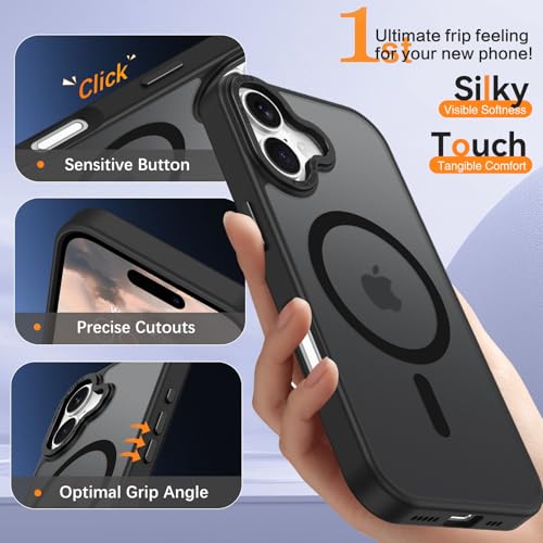 Image of YINLAI for iPhone 17 Case 6.3-inch,Magnetic Compatible with MagSafe, Slim Matte Anti-Fingerprint, Shockproof Full Body Military Grade Protection for iPhone 17 Cover, Black
