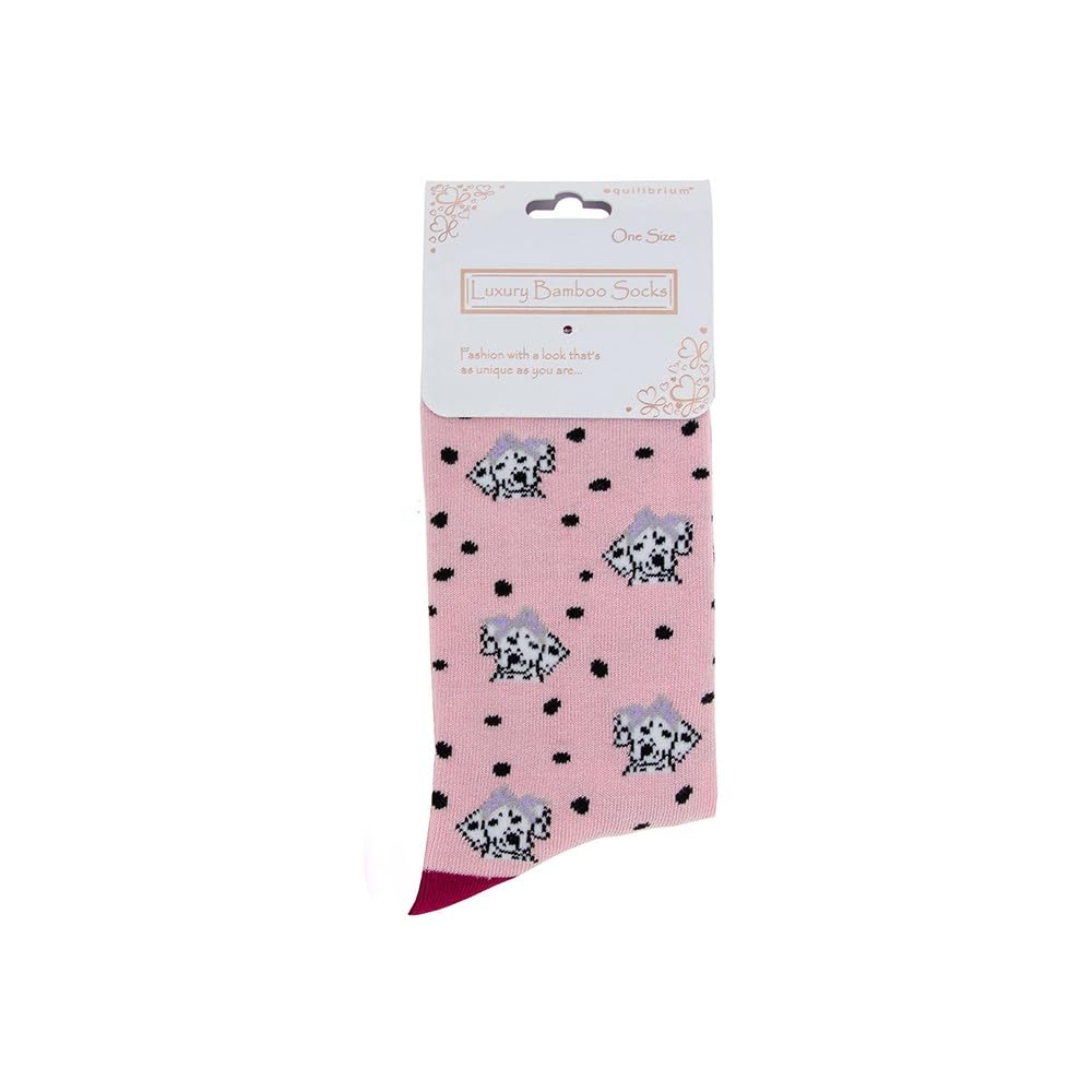 Dalmatian Pink Luxury Bamboo Ladies One Size Socks
