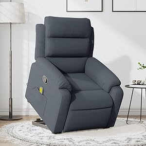 vidaXL Sillón Reclinable de Masaje Elevable, Silla con Respaldo, Sillón Orejero Ajustable, Asiento para Personas Mayores, Terciopelo Gris Oscuro
