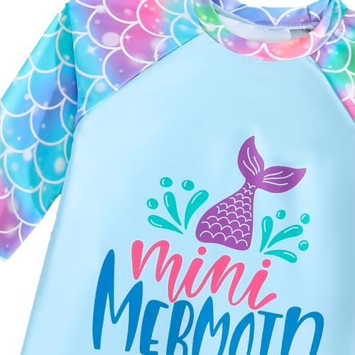 Image of HILEELANG Toddler & Little Girls' Long Sleeve Rash Guard Swimwear Set - UV Protection, 2-Piece Design, Fun Prints, 2-9 Years