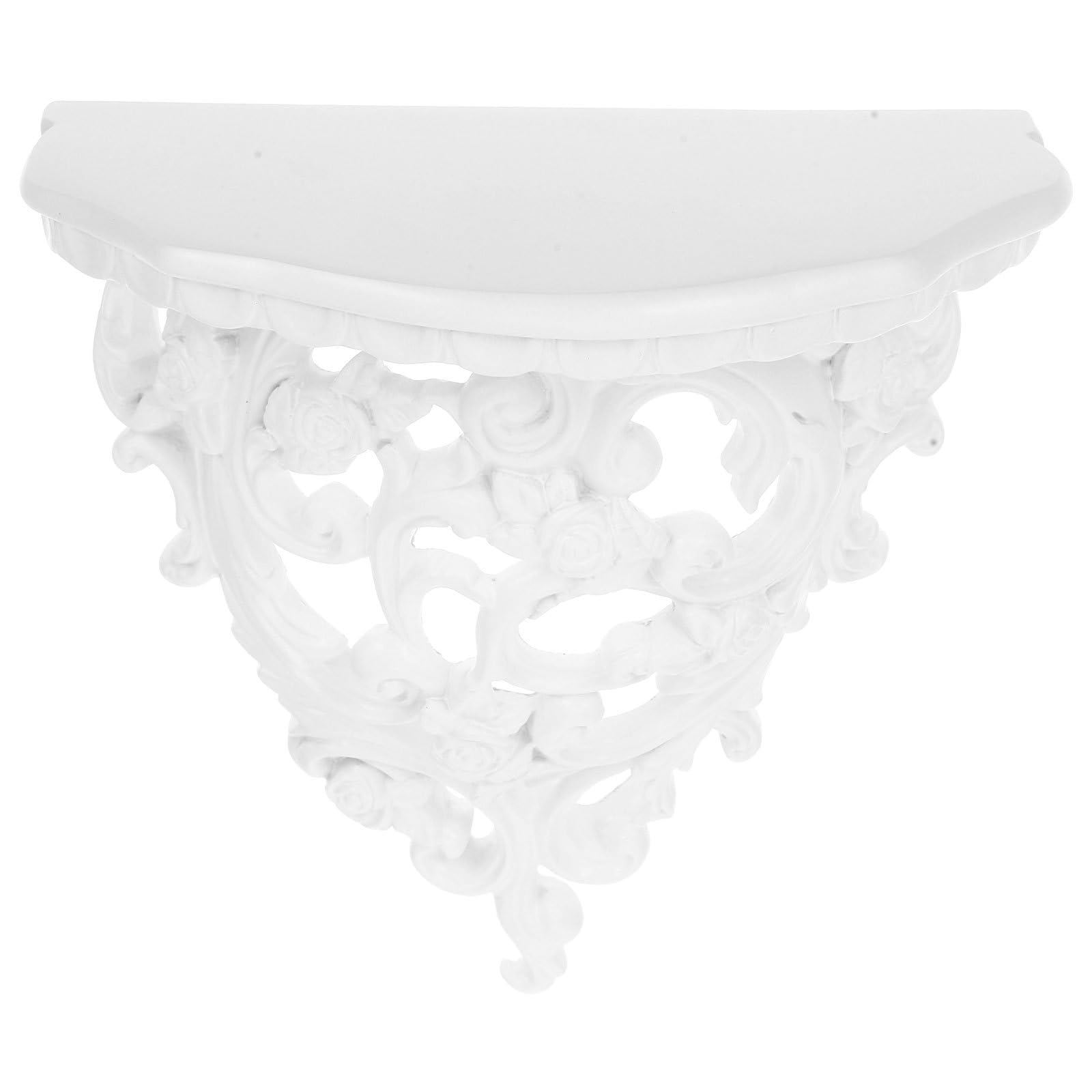 Alipis Retro Carved Wall Decoration Floating Shelf Resin White Wall-Mounted Organizer Rack for Bathroom Bedroom Kitchen Storage and Display
