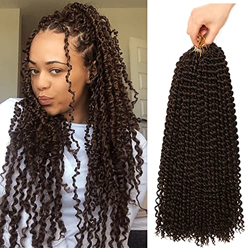 Ubeleco Passion Twist Crochet Hair, 18 Inch 6 Packs Lot Water Wave Crochet Hair Passion Twists Long Bohemian Hair Passion Twist Crochet Hair Synthetic Braiding Hair Extensions (#4)