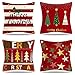 Leinen Dekokissen 4 Stück Weihnachten Kissenbezug 45 x 45cm Dekor Kissenhülle Kissenbezüge Dekorative Kissenbezug Frohe Weihnachten Schlafzimmer Dekokissen Atmungsaktiv weich