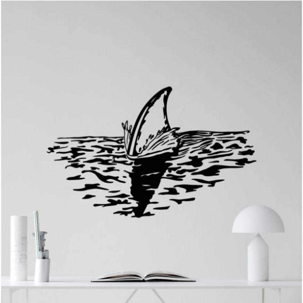 Animal Series Shark Fin Ablove Ocean Water Marine Animal Vinyl Wall Decal Home Living Room Art Deco Movable Mural 56X56Cm