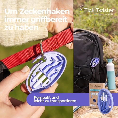 Tick Twister 3 Zeckenhaken für Hunde, Katzen und Menschen – Zeckenzange 3er Set mit Aufbewahrungsbox Sicheres Entfernen ohne Schmerzen – Ideal für Outdoor-Aktivitäten (Lila, 1er-Set)
