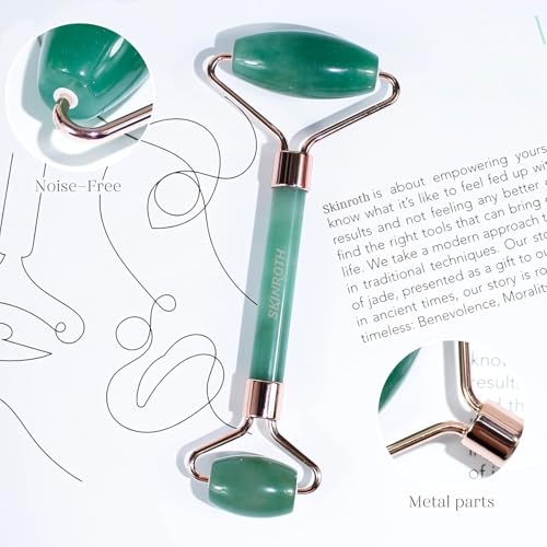 Image of Korean Jade Roller & Gua Sha Set | Anti-Aging Facial Roller | Original Guasha Stone From Korea | Beauty Massager For Slim V-Shape Face & Jawline Making Tool (Green)