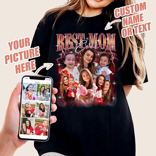 H-DEWALL Custom T Shirts 90s Vintage Design Your Own Photo Bootleg Rap Tee Gifts for Boyfriend Birthday Shirts for Men2