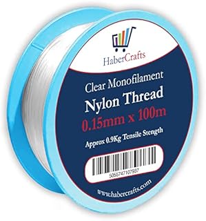 0.45mm Clear Nylon Thread Invisible String Non Stretch Clear Fishing Wire Transparent Plastic Sewing Thread For Hanging Decorations Craft Party Balloon Arch Beading & Jewellery Making - Approx Tensile Strength 9kg (0.45mm x 100m - 1 Spool)