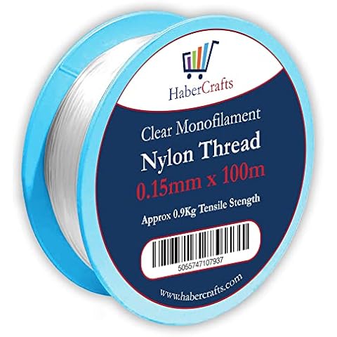 0.15mm Clear Nylon Thread Invisible String Non Stretch Clear Fishing Wire Transparent Plastic Sewing Thread For Hanging Decorations Craft Party Balloon Arch Beading & Jewellery Making - Approx Tensile Strength 0.9kg (0.15mm x 100m - 1 Spool) Cover