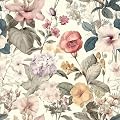 Jeweluck Floral Wallpaper Peel and Stick Vintage Floral Contact Paper Peel and Stick 16.9”x118.1” Poppy Flower Wallpaper Boho Leaf Removable Self Adhesive Wall Paper for Cabinets Bedroom Decorative