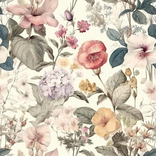 Jeweluck Floral Wallpaper Peel and Stick Vintage Floral Contact P...