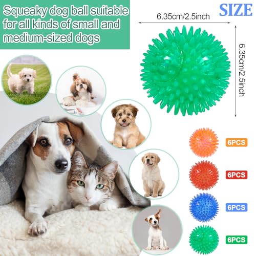 HEQU 24 Pack 2.5" Squeaky Spiky Dog Ball, Balls for Dogs, Chew Toys for Boredom for Small Medium and Large Canine Chewing, Teething, Throwing(Multicolor) - Image 3