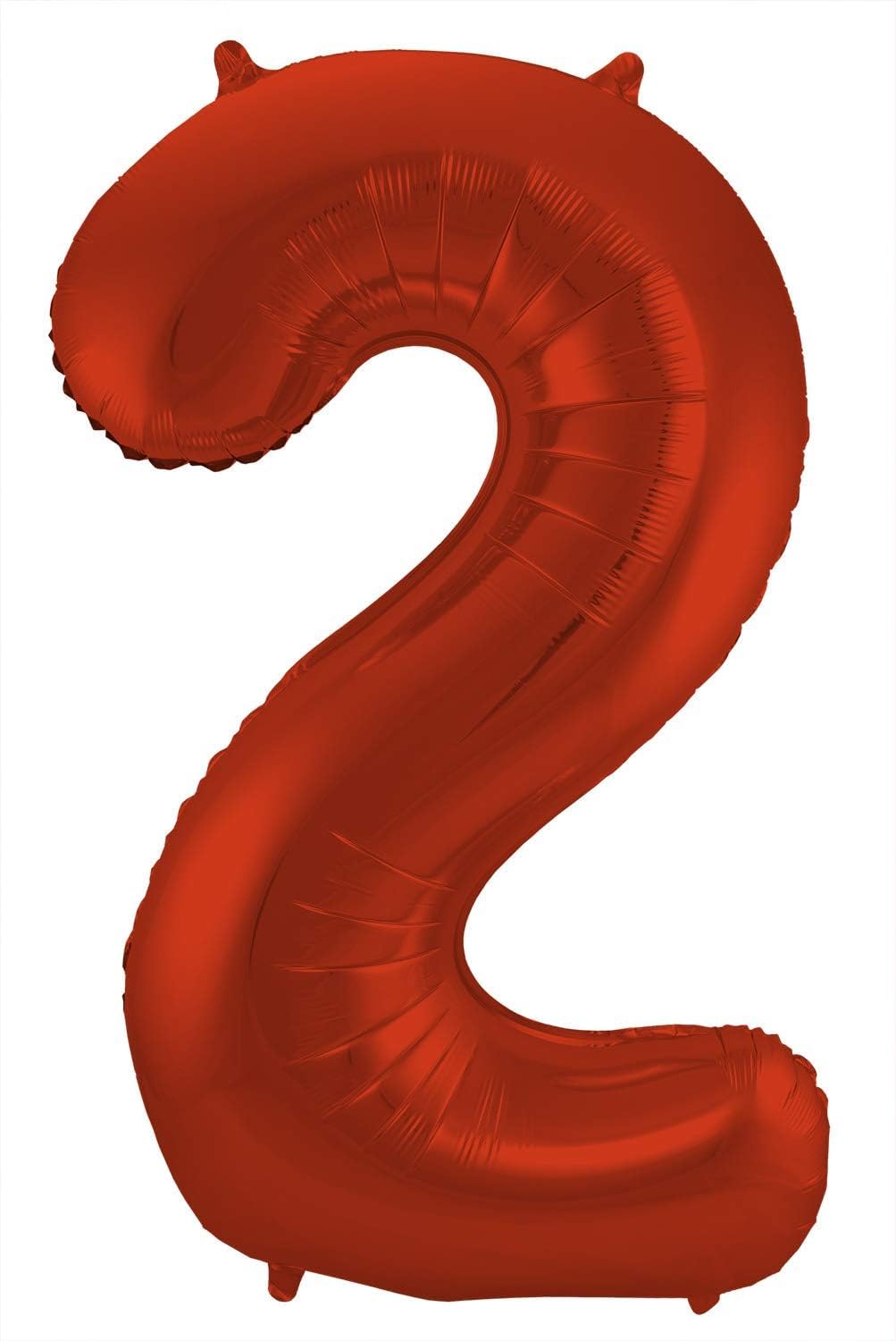 Folat - Foil Balloon Number 2 Red Metallic Matt - 86 cm