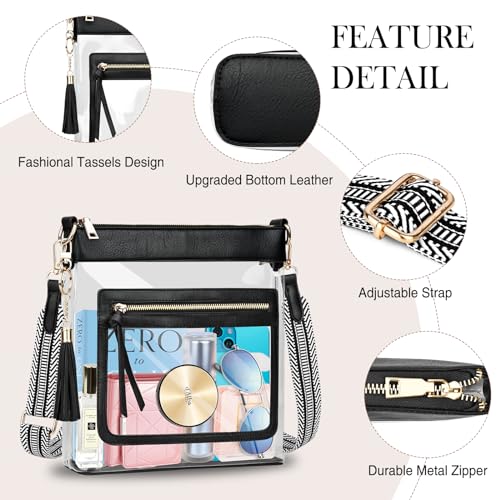 BKNOOU Clear Purses for Women - Crossbody Bags for Stadium Events & Concerts - Approved Clear Shoulder Bag3