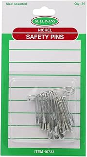Sullivans Safety Pins 24 Pieces, Assorted Size, Silver