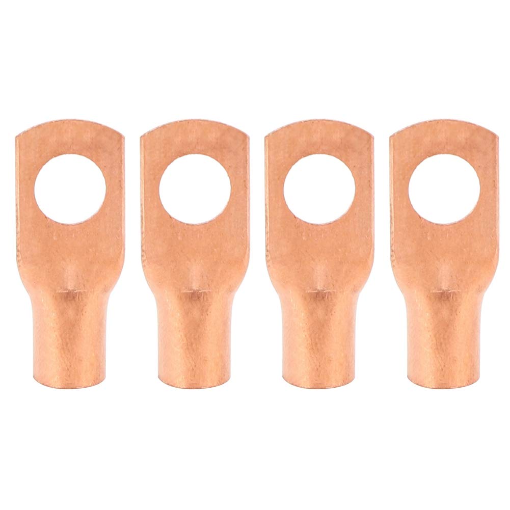 50 PCS Copper Ring Terminals,Red Copper SC Series Terminal Connector, Closed End Tubular Ring Terminals, SC10-6 Heavy Duty Bare Copper Lugs