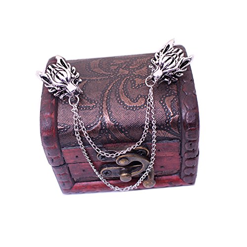 MISSU JEWELLRY Mens Wolf Heads Brooch Pin Chain Tassel Collar Pin Dress Retro Lapel Pins