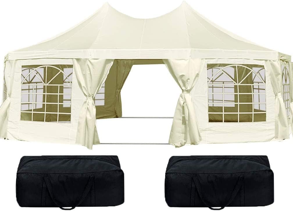 Quictent Marquee Garden Tent, Heavy Duty 29' x 21' Outdoor Decagonal Gazebo Party Wedding Tent Canopy with Carry Bags