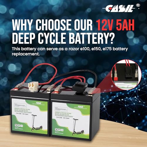 Casil 12v 5ah Razor Scooter Battery Replacement Compaticable with Razor E100, E125, E175 Electric Scooters