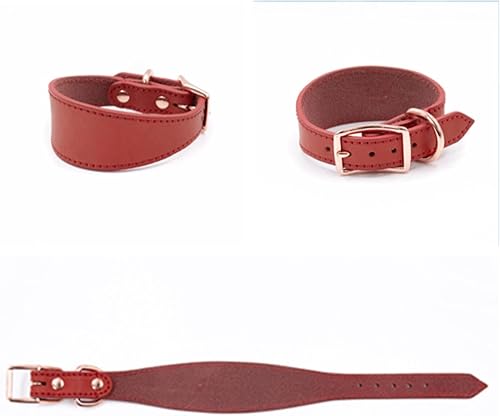 Miniatura 2 de Collar ancho de cuero para perro para galgo, Saluki, perro de ciervo afgano, lurcher, whippet, perro salchicha L (cuello de 14-17 pulgadas, 2.4